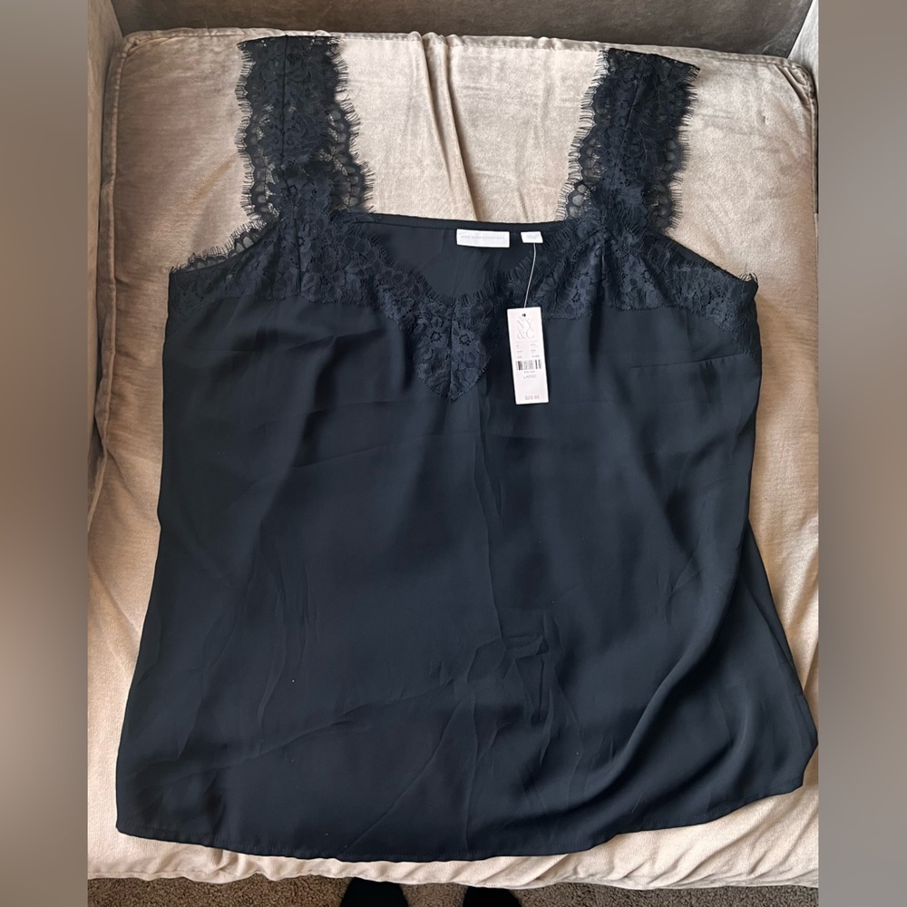 Black chiffon and lace camisole